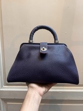 Sac à Main Vintage PAQUETAGE Cuir Grainé Violet Aubergine Rétro