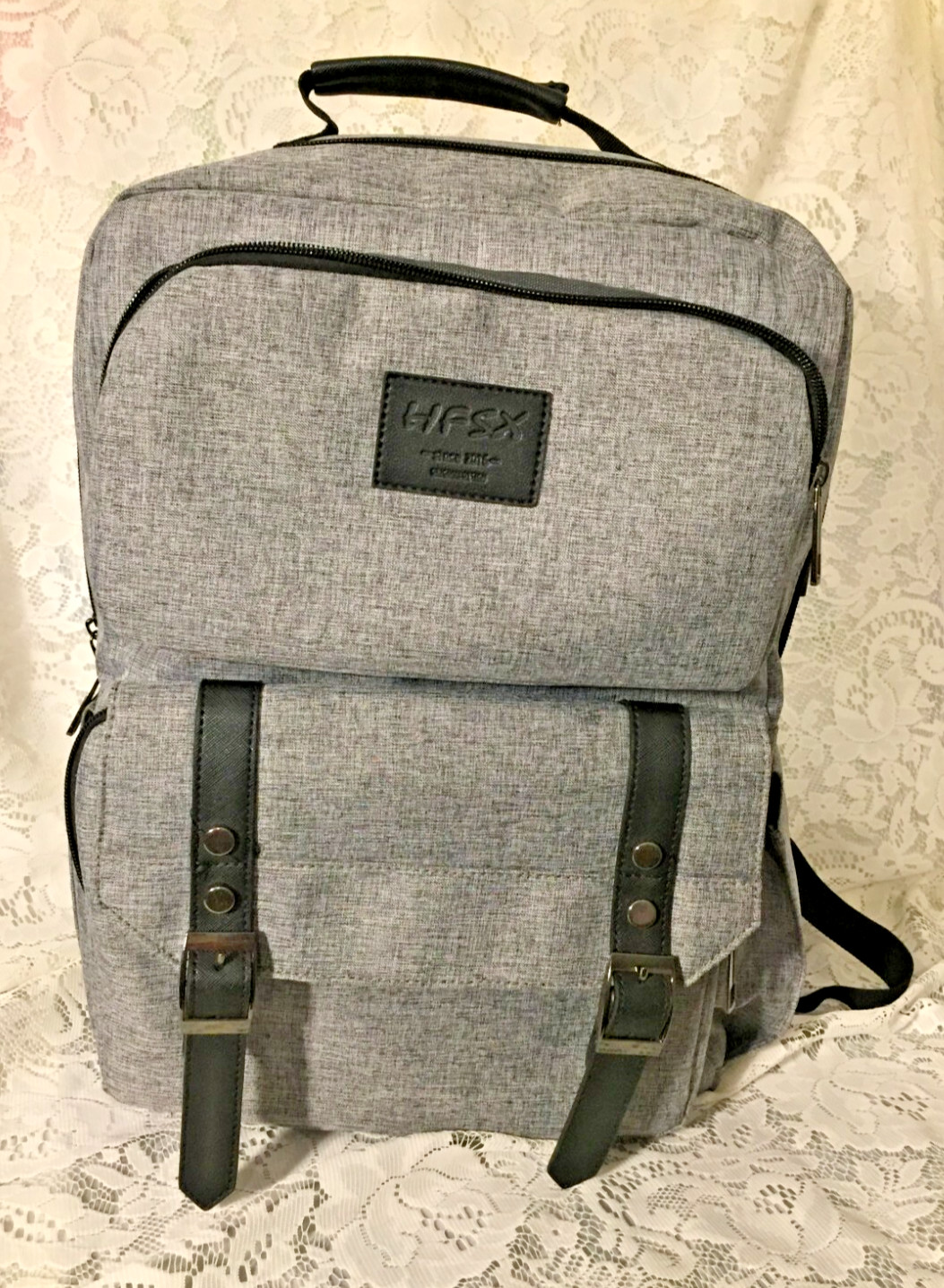 Women Men School Business Travel Computer Backpack Gray Bag