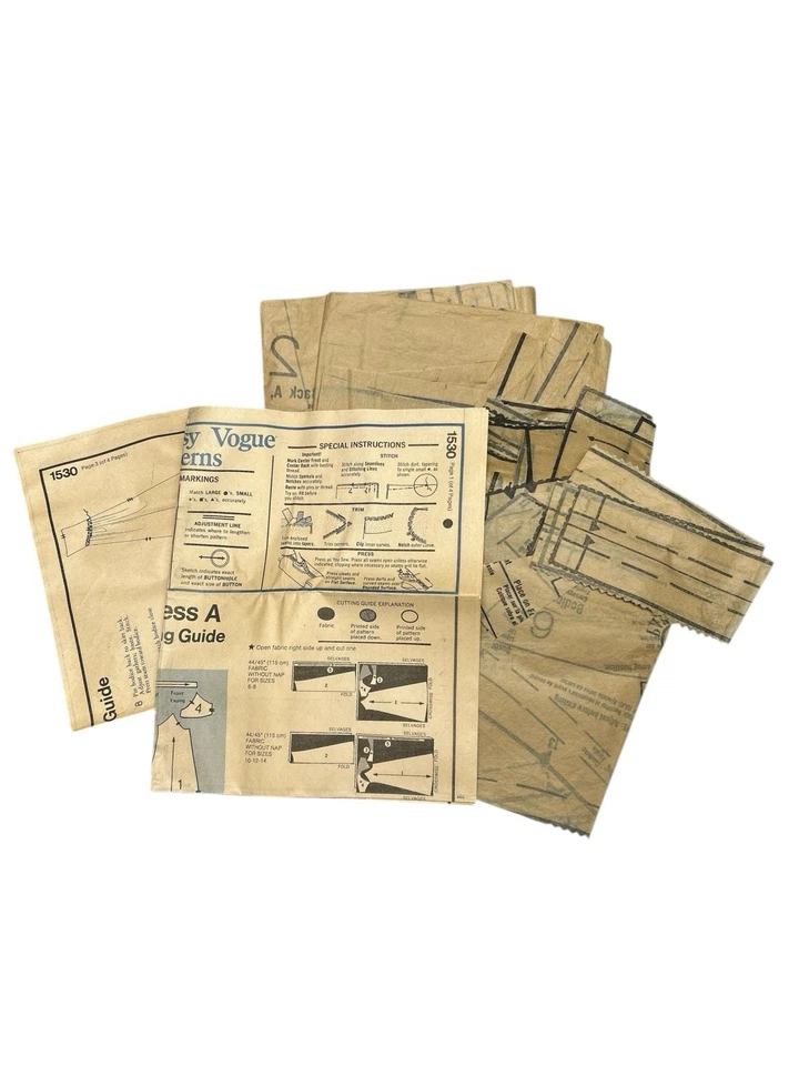 Vestido Vogue 1530 STAN HERMAN Entrecruzado Cordón Cuello, Forma Cintura Talla 10 CORTE Foto 3 de 4