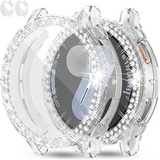 2Pack Bling Case for Samsung Galaxy Watch 7 40mm Soft TPU Cover with Rhinestones