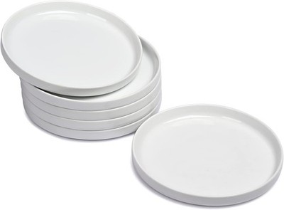Side Plates Set of 6, White Dessert Plates, Small Dinner Plates