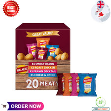 Walkers Meaty Variety Multipack Crisps Box 20x25g, Red UK Fast & Free Delivery🚚