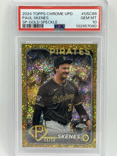 2024 TOPPS CHROME Update GOLD SPECKLE /50 PAUL SKENES RC PSA 10 Variation POP 1
