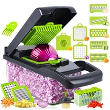 Vegetable Chopper,15-in-1 Multifunctional veggie chopper,Slicer, Dicer & Cutt...
