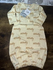 NWT! Kate Quinn Long Sleeve Henley Infant Sacque Outfit Tan Howdy 3-6M