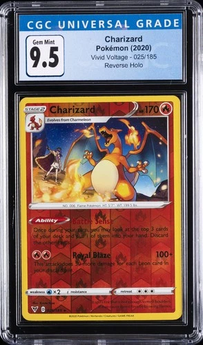 2020 POKEMON VIVID VOLTAGE REVERSE HOLO #025 CHARIZARD CGC 9.5