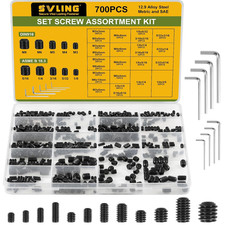 Set Screw Assortment Kit 700PCS, 25 Sizes Metric and SAE Set Screws M3 M4 M5 M6