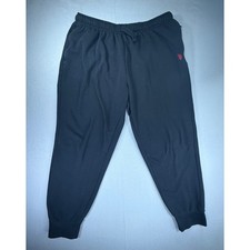 US Polo Assn Mens Fleece Jogger Sweatpants Black XL Red Logo Drawstring Sporty