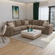 Ashton Chesterfield 240cm x240cm  Warm Taupe Sofa Luxury Modern Furniture