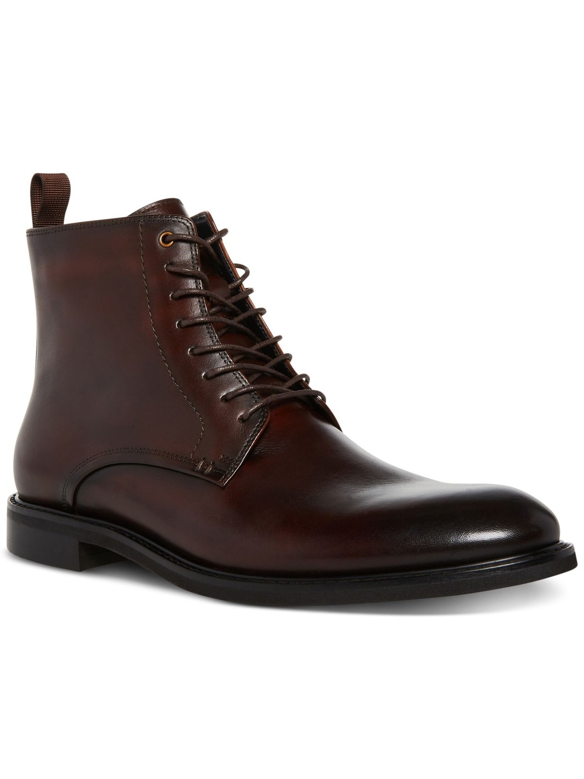 Steve Madden Mens Brown Yenith Leather Boots with Front Heel Pull-Tab Size 8.5 M  