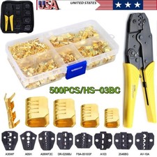 500X Non-Insulated U Shape Copper Terminals Crimp Assortment For Cable Wire Set
