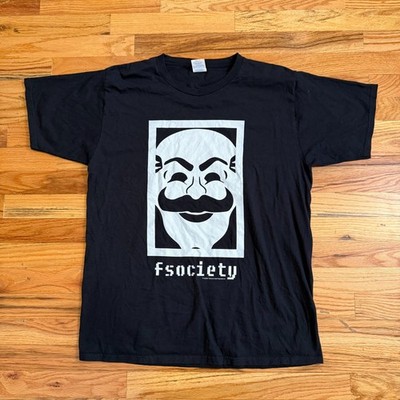 FSociety Mr Robot Large Black Bold Print Y2K Streetwear Hacker Aesthetic Rebel