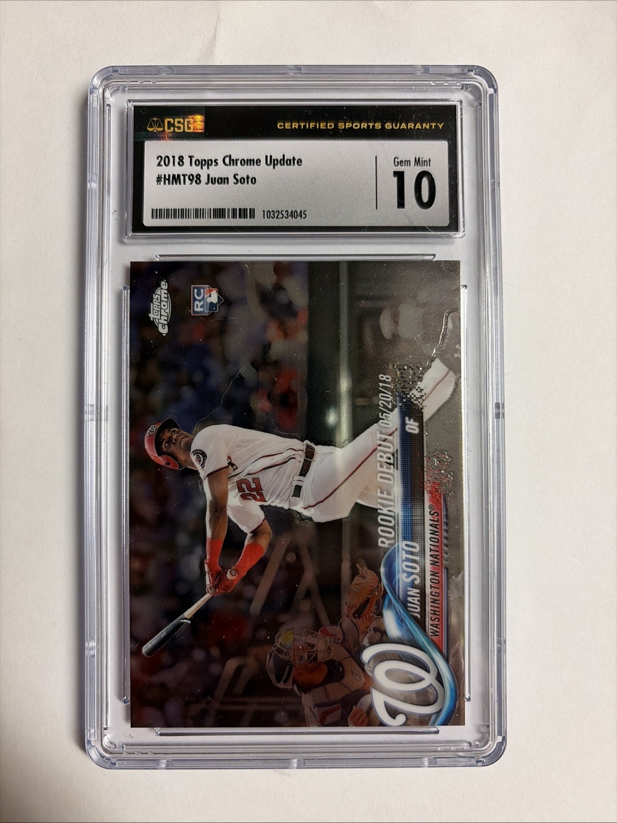 2018 Topps Chrome Update - Rookie Debut Juan Soto #HMT98 CSG 10 NATIONALS!! view 2