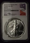 1986-S $1 AMERICAN SILVER EAGLE SAN FRANCISCO MINT COIN NGC MS70 MERCANTI SIGNED