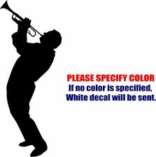 Trumpet Player Silhouette Graphic Die Cut decal sticker Car Truck Boat Window 7"