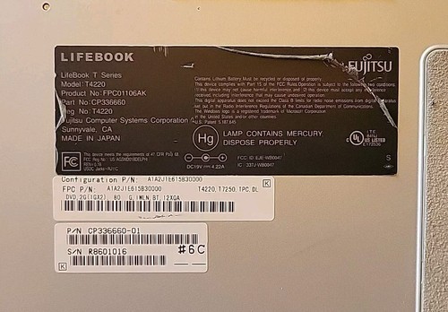 FUJITSU LIFEBOOK T4220 Core 2 Duo T7250 2.00GHz 80GB 2GB RAM Bat AC *No OS #016 - Picture 15 of 16