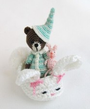 Miniature Crochet Jointed Head/Arms/Legs Teddy Bear in Easter Bunny Slipper