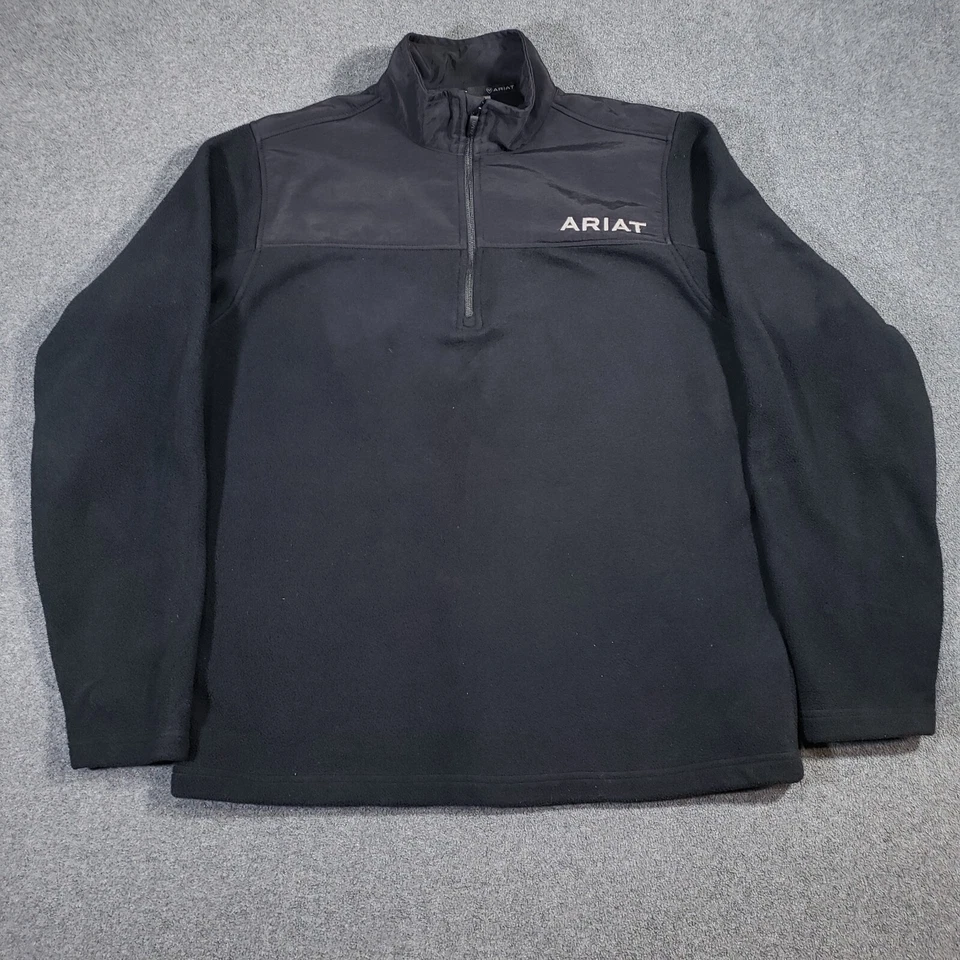 Sudadera Pullover Ariat Fleece 1/4 Cremallera Para Hombre Mediana Negra Manga Larga Base 2.0 Foto 2 de 4