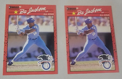 (2) 1990 Donruss BO JACKSON -Stat Line Error Baseball Card #650 (1 INC. & 1 INC)
