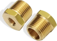 1/2 Inch NPT Male to 1/8 Inch NPT Female Reducing Brass Bushing Adapter - 2 Pack