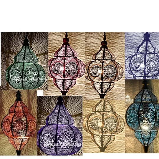 Lámpara colgante de techo marroquí hecha a mano turca moderna de diseño vintage para decoración del hogar Foto 2 de 4