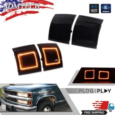 For 1994-1998 Chevy C/K 1500 2500 3500 Smoke Amber LED Corner Side Marker Lights