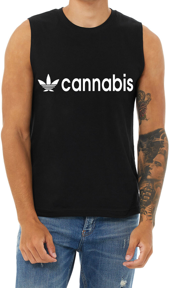 Funny Cannabis Weed Muscle Tee Sleeveless Graphic Shirt for Men-image