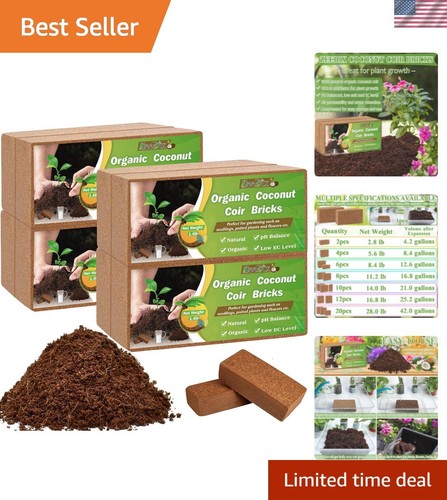 8 Pcs Coco Coir Brick for Plants, Compressed Coconut Coir 100% Organic Coconu...