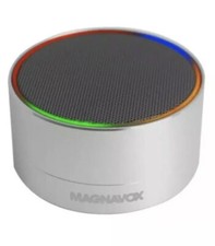 New. Magnavox Silver MIni Portable Bluetooth Speaker Decorative Multi Lights