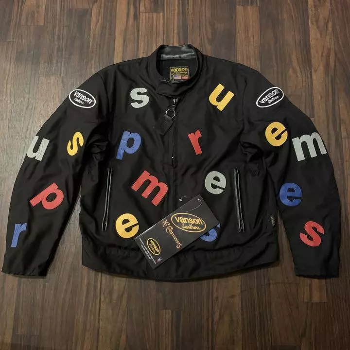 Veste simple cavalier Supreme × VANSON 20ss taille M nylon noir NEUVE 2502TY