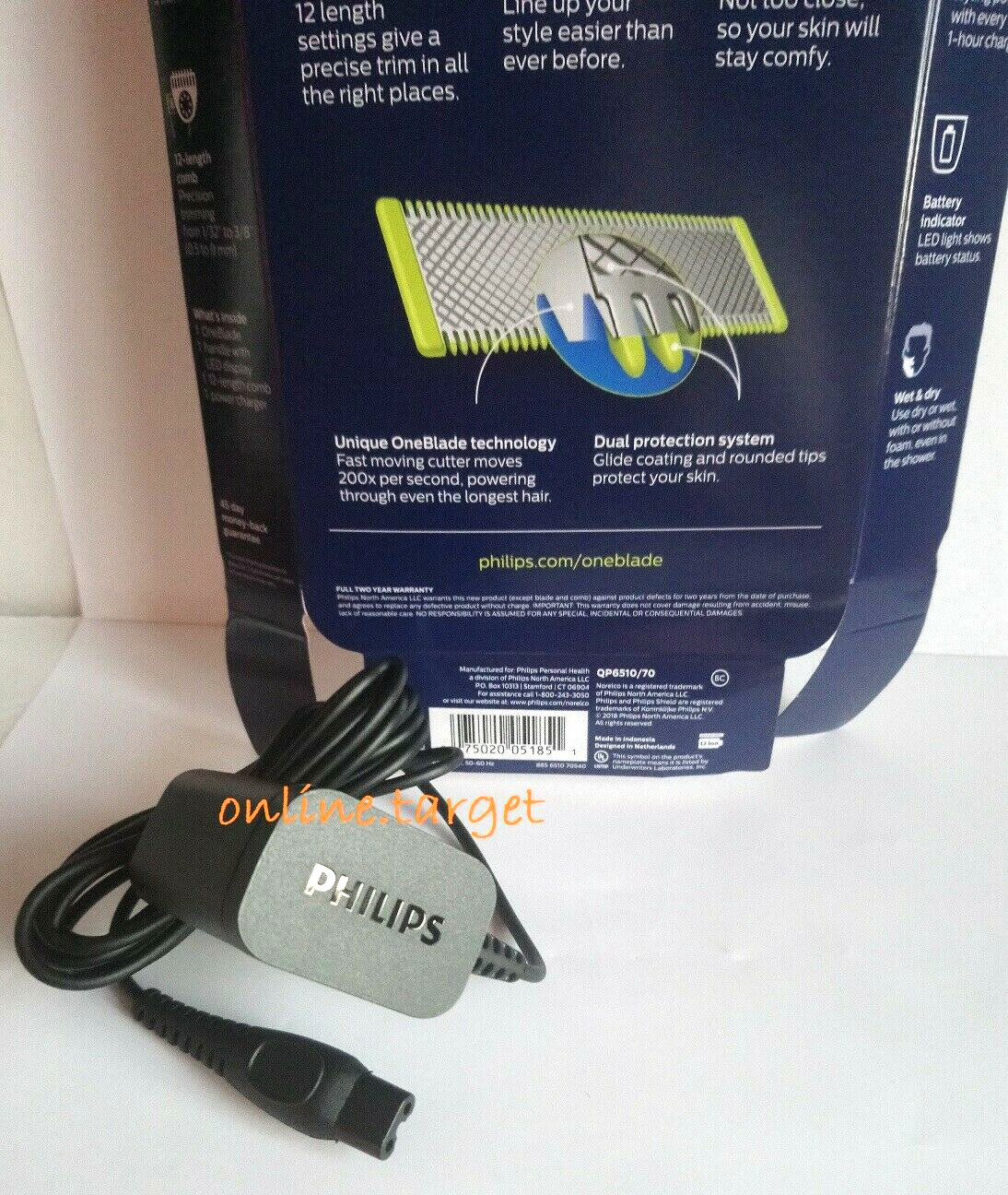 ORIGINAL Philips Norelco OneBlade Shaver Charger Cord QP6510