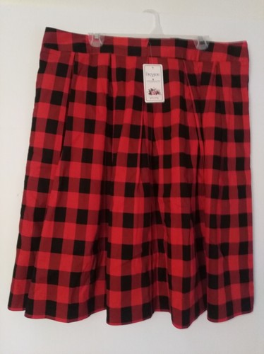 Women's Dresstore Red and Black Plaid Skirt Size 3XL Brand New - Picture 2 of 5