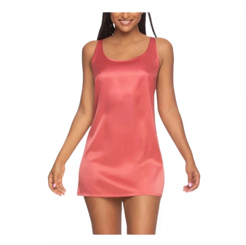 Conjunto de Camisón Felina Chemise Mujer Mediano Rojo Mineral Tela Satinada Vestido sin Mangas Foto 3 de 4