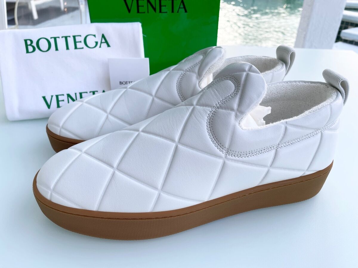 Bottega Veneta Men's 639736 Quilted Embossed White Lambskin Bottega Veneta Men's 639736 Quilted Embossed White Lambskin