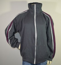 Vintage Gray/w Stripes Full Zip Warm Up Track Jacket Men's XX-Large