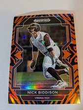 2022 Prizm Draft Picks Baseball Tiger Stripes Nick Biddison /99 SP RC Rookie