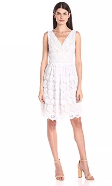 adrianna papell white lace dress