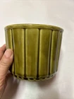 Vintage USA 490 Pottery Planter Round McCoy? Olive Green Retro Modern Old Pot