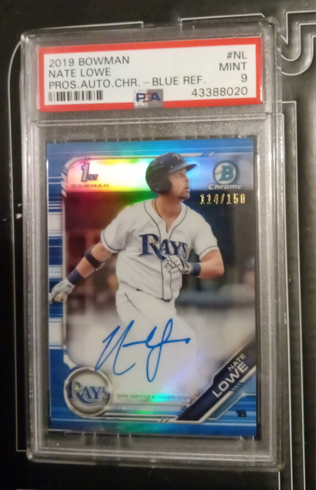 2019 Bowman Chrome Nate Lowe Auto Blue Refractor /150, RC, PSA 9