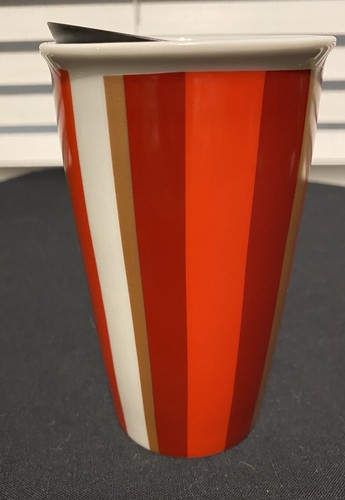 Starbucks 2018 Holiday Tumbler Striped Gold, Red &White. 12 oz. 6" - Picture 3 of 8