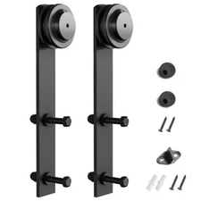 2PCS I-Shape Sliding Barn Door Hardware Hangers Roller Kit Replacement Black