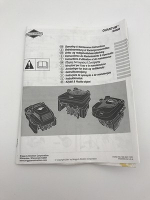 BRIGGS & STRATTON QUANTUM 120000 OPERATING & MAINTENANCE INSTRUCTIONS