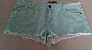 Hot-Kiss-Shorts-Ladies-Size-38-034-Waist-2-034-Inseam-9-034-Rise-Turquoise-amp-White-Stripe