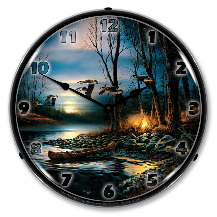 Evening Glow Flying Mallards LED Backlit Clock