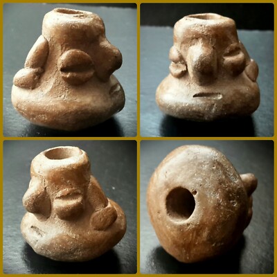 ULTRA RARE MANTENO CULTURE PROTECTIVE IDOL HEAD AMULETT BEAD 300 B.C - A.D. 250