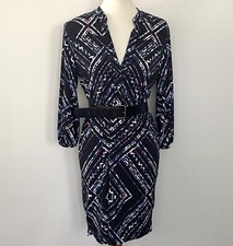 SALE!! Banana Republic Dress Black Multicolor Stripes Stretch 3/4 Sleeve Sz Sm