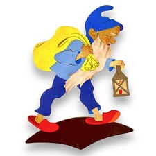 1950er Holz-Wandfigur Mertens-Kunst Sandmann 23cm Vintage Sandmännchen Deko Alt