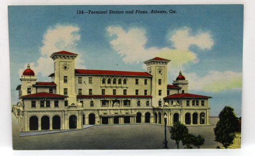 Curteich Leinen Postkarte Terminal Station 1940er Atlanta GA postfrisch - Bild 1 von 2