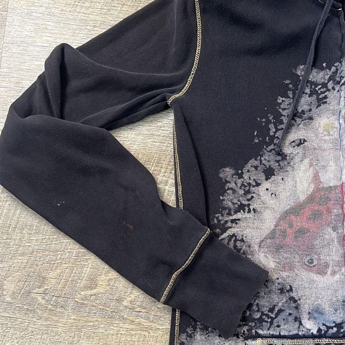 Lucky Brand Hoodie Full Zip Koi Fish Graphic Embroidery Floral Y2K