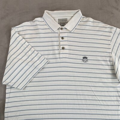 Vintage Bel Air Country Club Polo Shirt Men Large White Striped Golf Cutter Buck